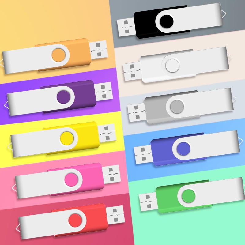 JBOS 4GB USB Flash Drive, Flash Stick 4 GB 10 Pack Memory Stick JBOS Swivel Thumb Drives Gig Stick USB2.0 Pen Drive for Fold Digital Date Storage, Zip Drive, Jump Drive, Disk Key, USB Stick, Mixed Colors - Image 2